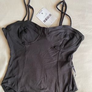 Black spaghetti strap bodysuit
